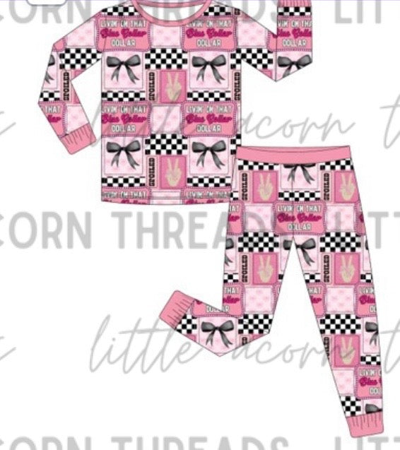 Pink Collar Long Sleeve & Pants Pajamas